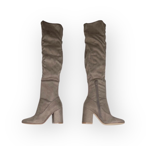 new Marc Fisher ❤︎ Over the Knee OTK Vegan Suede Heeled Boots ❤︎ Taupe ❤︎ 6M ❤︎ - Picture 7 of 16